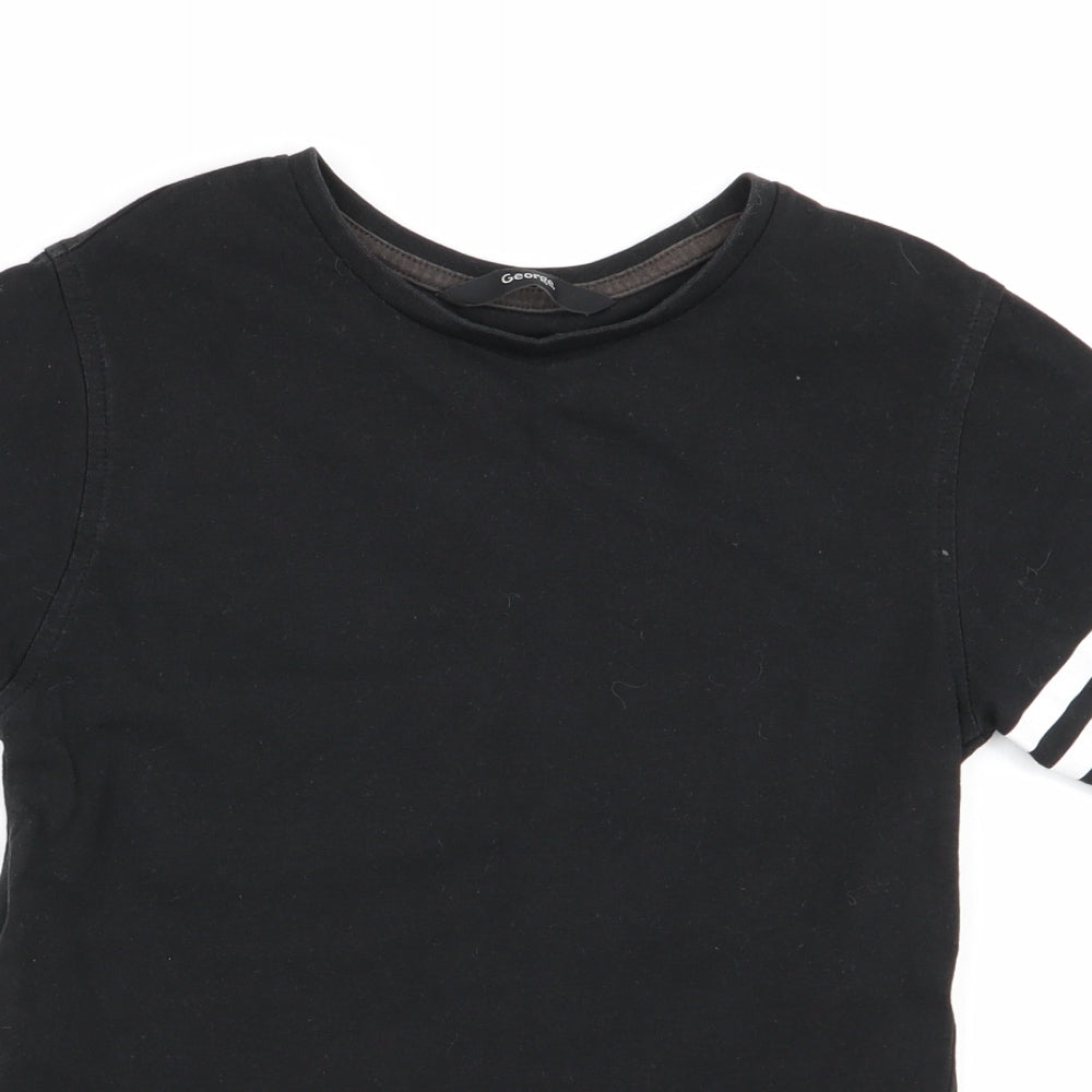 Close-up detail of Asda George boys’ black basic t-shirt, size 5-6, years