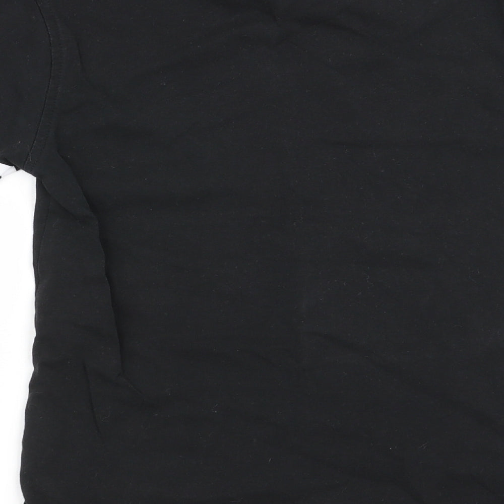 Brand and care label for Asda George boys’ black basic t-shirt, size 5-6, years