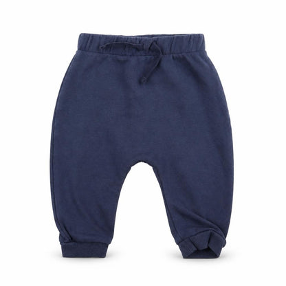 Front view of Asda George boys’ blue jogger trousers, size 6-9, months