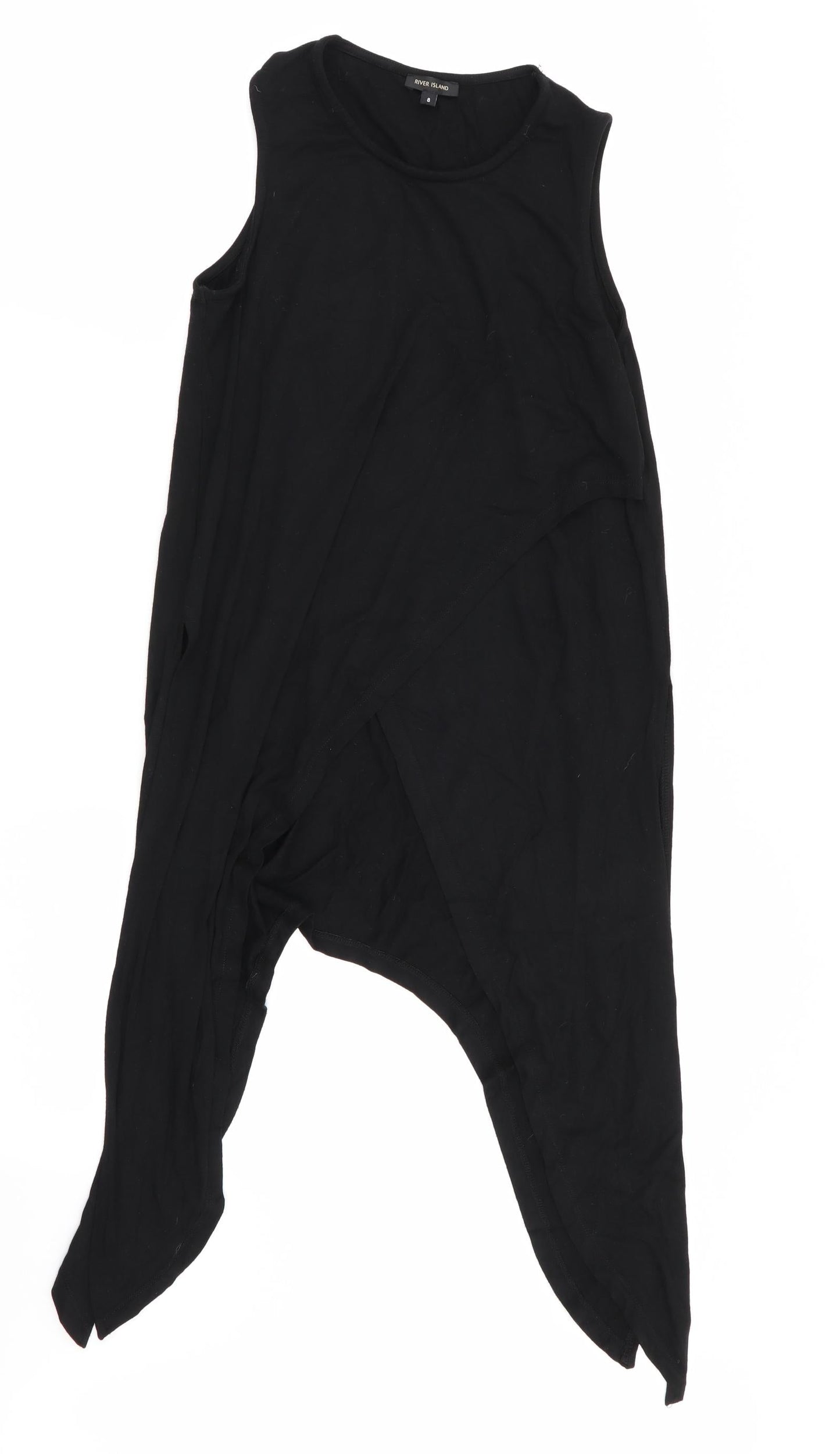Womens UK Size 8 River Island Black Basic Tank