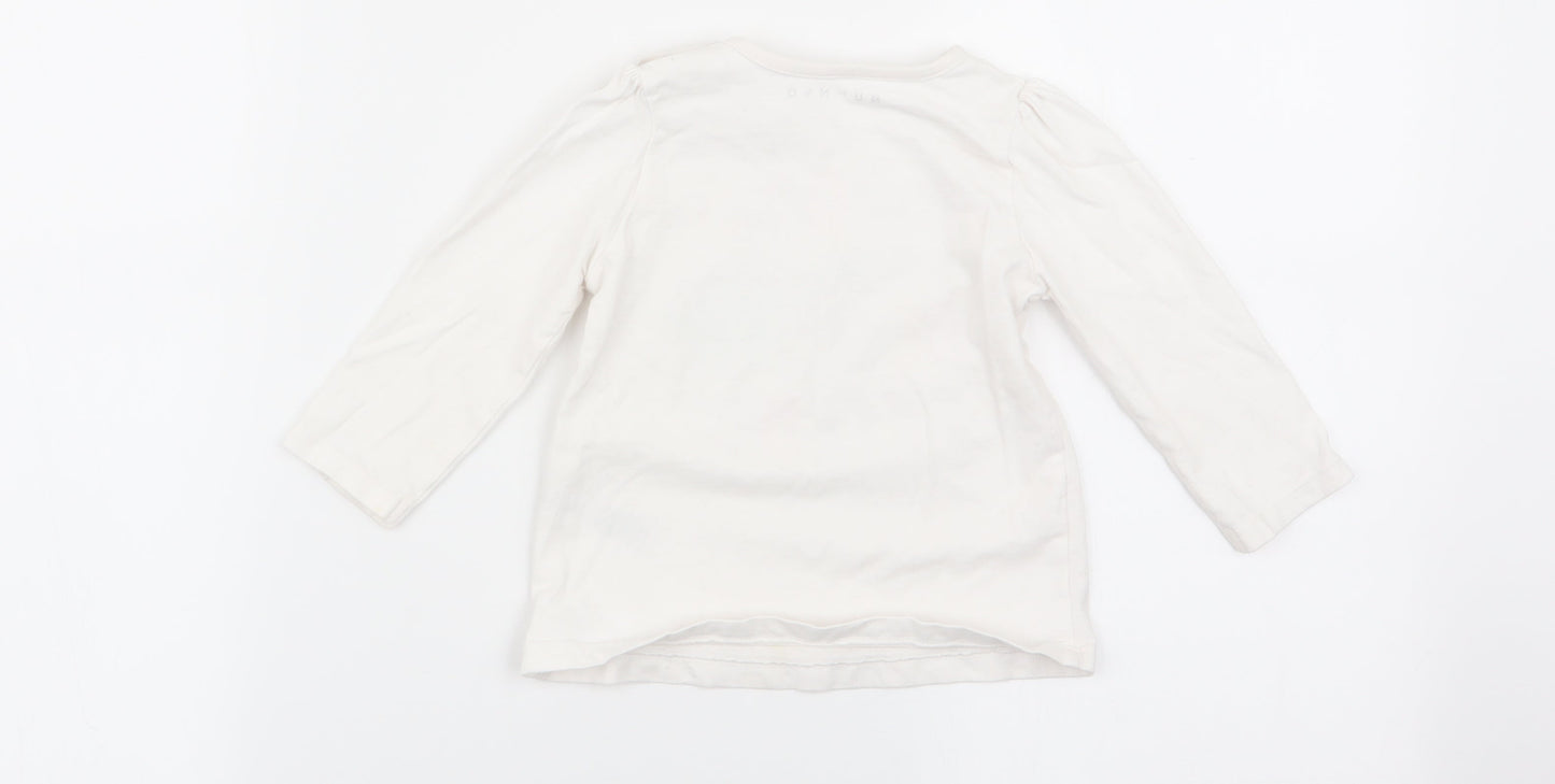 Nutmeg Girls White Animal Print  Basic T-Shirt Size 9-12 Months
