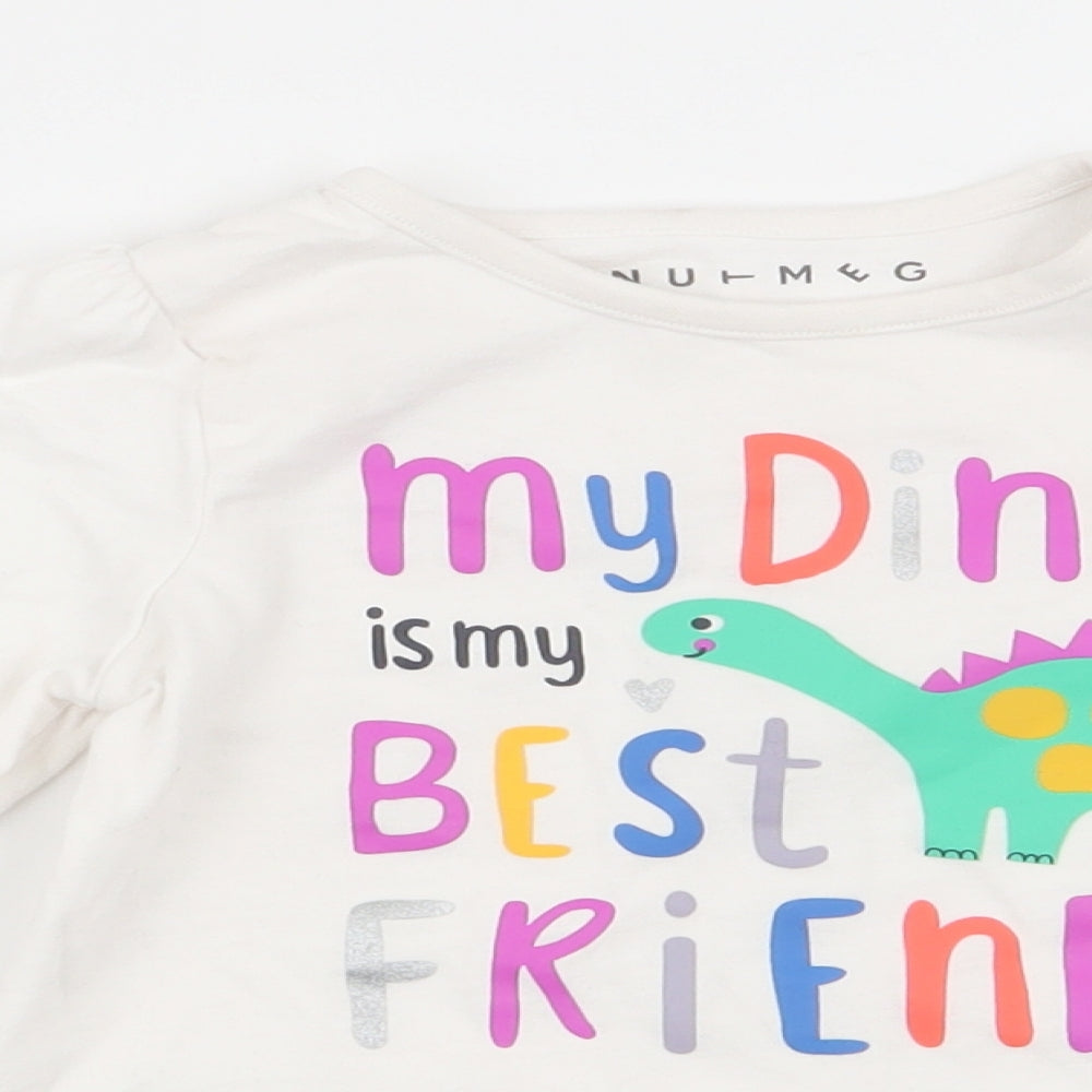 Nutmeg Girls White Animal Print  Basic T-Shirt Size 9-12 Months