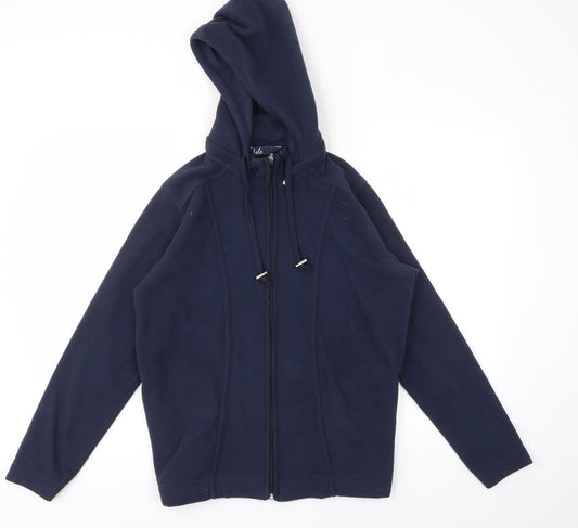 Womens UK Size 10 ISLE Blue Full Zip Jumper