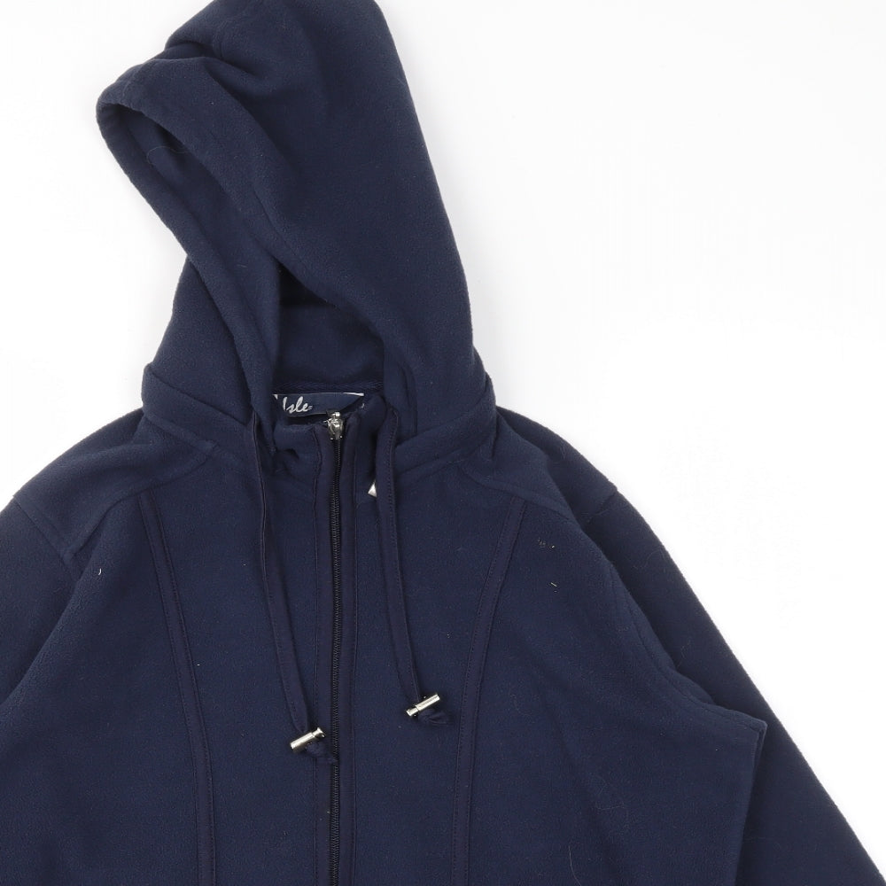 Womens UK Size 10 ISLE Blue Full Zip Jumper
