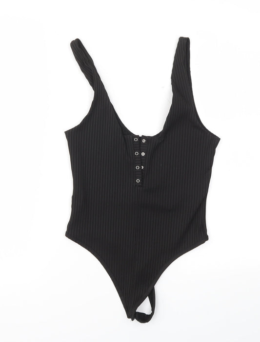 TOPSHOP  Womens Black Ikat  Bodysuit One-Piece Size 10