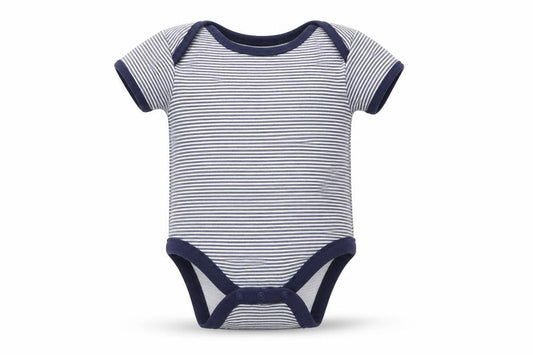 Front view of George girls’ multicoloured striped babygrow one-piece, size 6-9, months