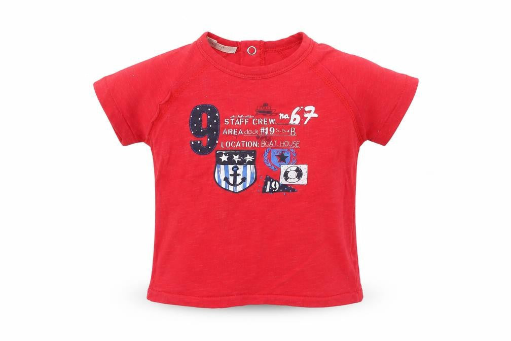 Front view of United Colors of Benetton Baby Red Basic T-Shirt, size 9-12, Months