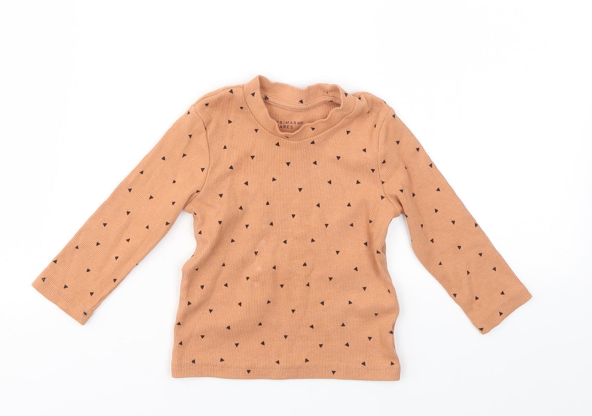 Additional front view of Primark girls’ orange geometric basic t-shirt, size 9-12, months