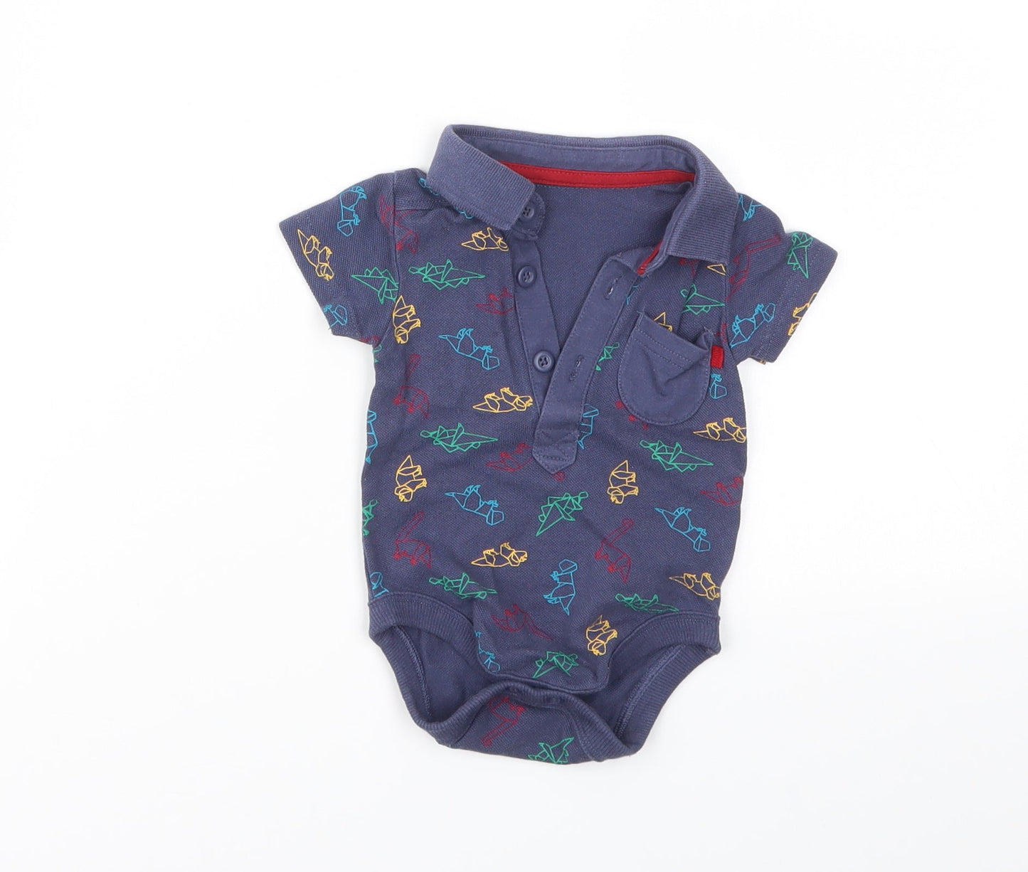 George Boys Blue Geometric  Babygrow One-Piece Size 0-3 Months