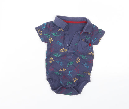 George Boys Blue Geometric  Babygrow One-Piece Size 0-3 Months