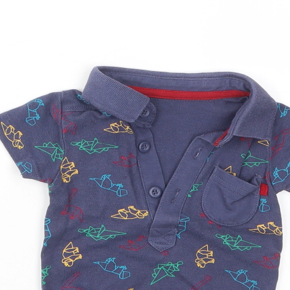 George Boys Blue Geometric  Babygrow One-Piece Size 0-3 Months