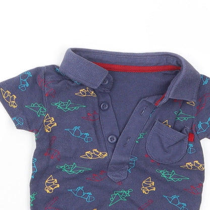 George Boys Blue Geometric  Babygrow One-Piece Size 0-3 Months