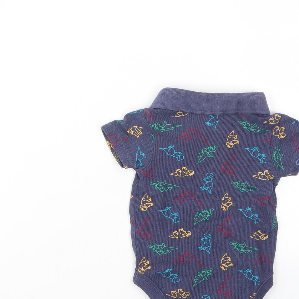 George Boys Blue Geometric  Babygrow One-Piece Size 0-3 Months