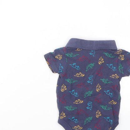 George Boys Blue Geometric  Babygrow One-Piece Size 0-3 Months