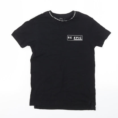 Additional front view of George boys’ black houndstooth basic t-shirt, size 8-9, years