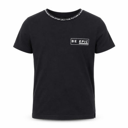 Front view of George boys’ black houndstooth basic t-shirt, size 8-9, years