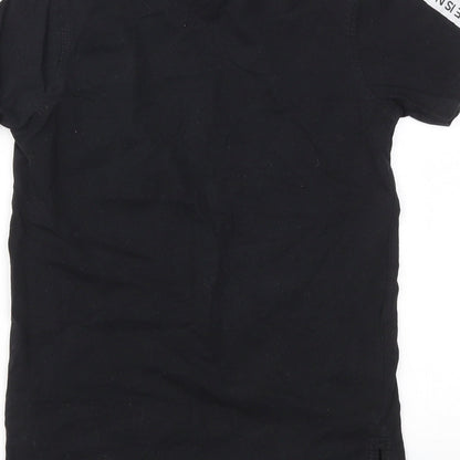 Brand and care label for George boys’ black houndstooth basic t-shirt, size 8-9, years