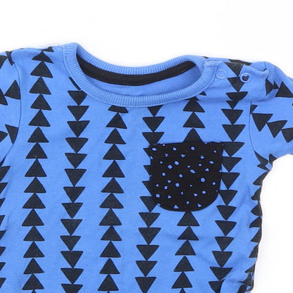 George Boys Blue Geometric  Babygrow One-Piece Size 6-9 Months