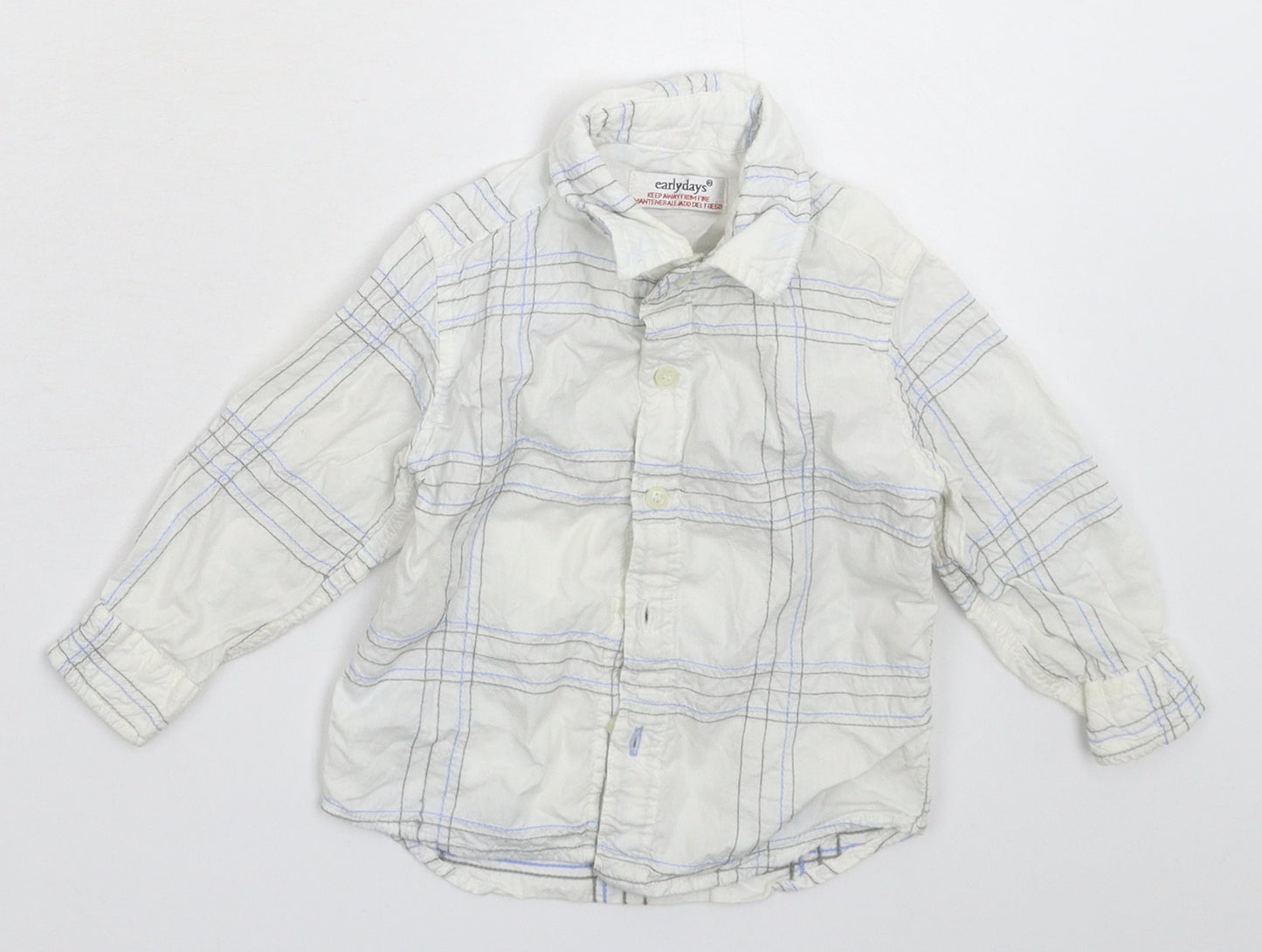 Earlydays Baby White Check  Basic Button-Up Size 9-12 Months