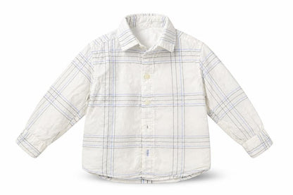Front view of Early Days Baby White Check Basic Button-Up, size 9-12, Months