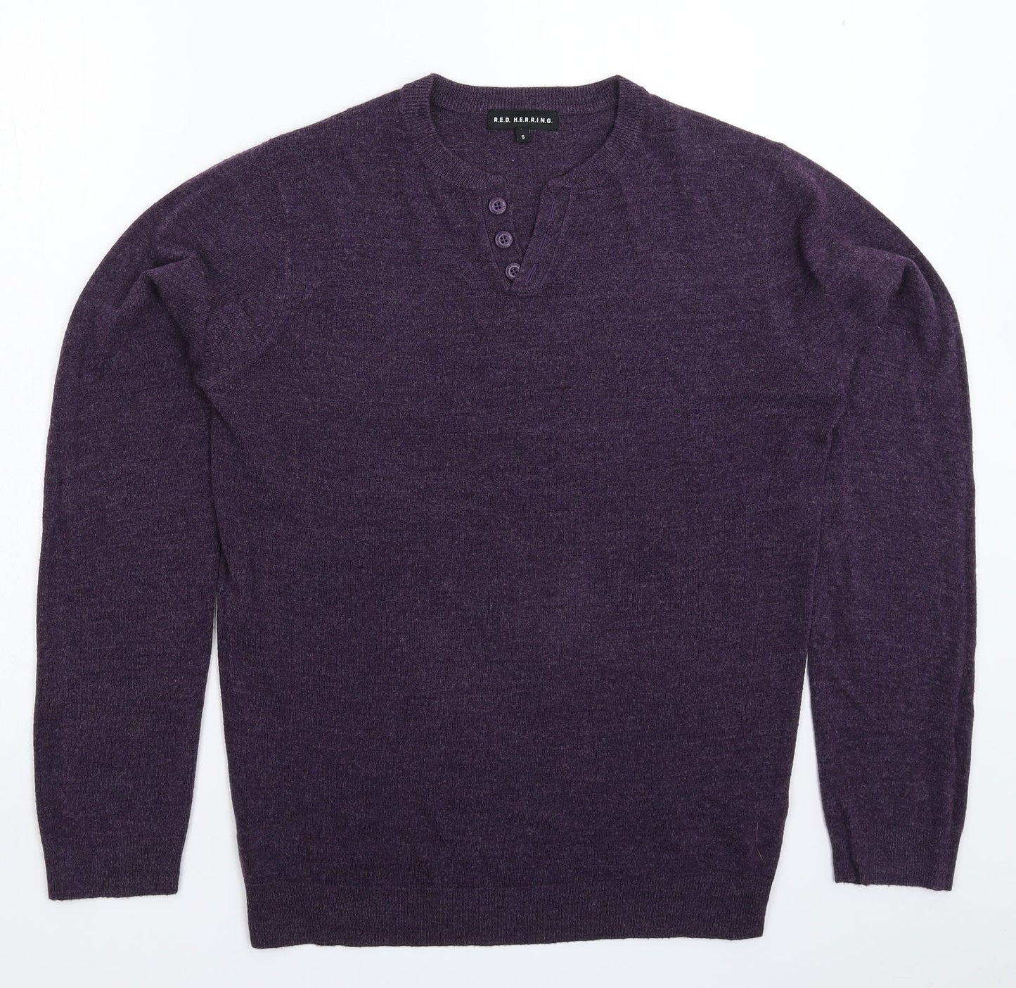 Red Herring Mens Purple  Knit Pullover Jumper Size S