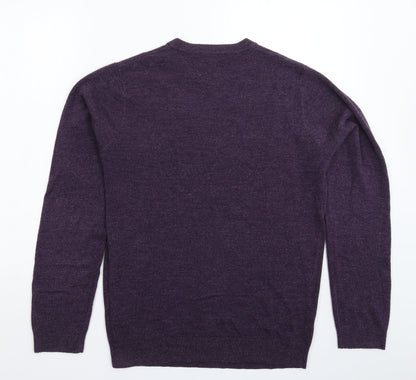 Red Herring Mens Purple  Knit Pullover Jumper Size S