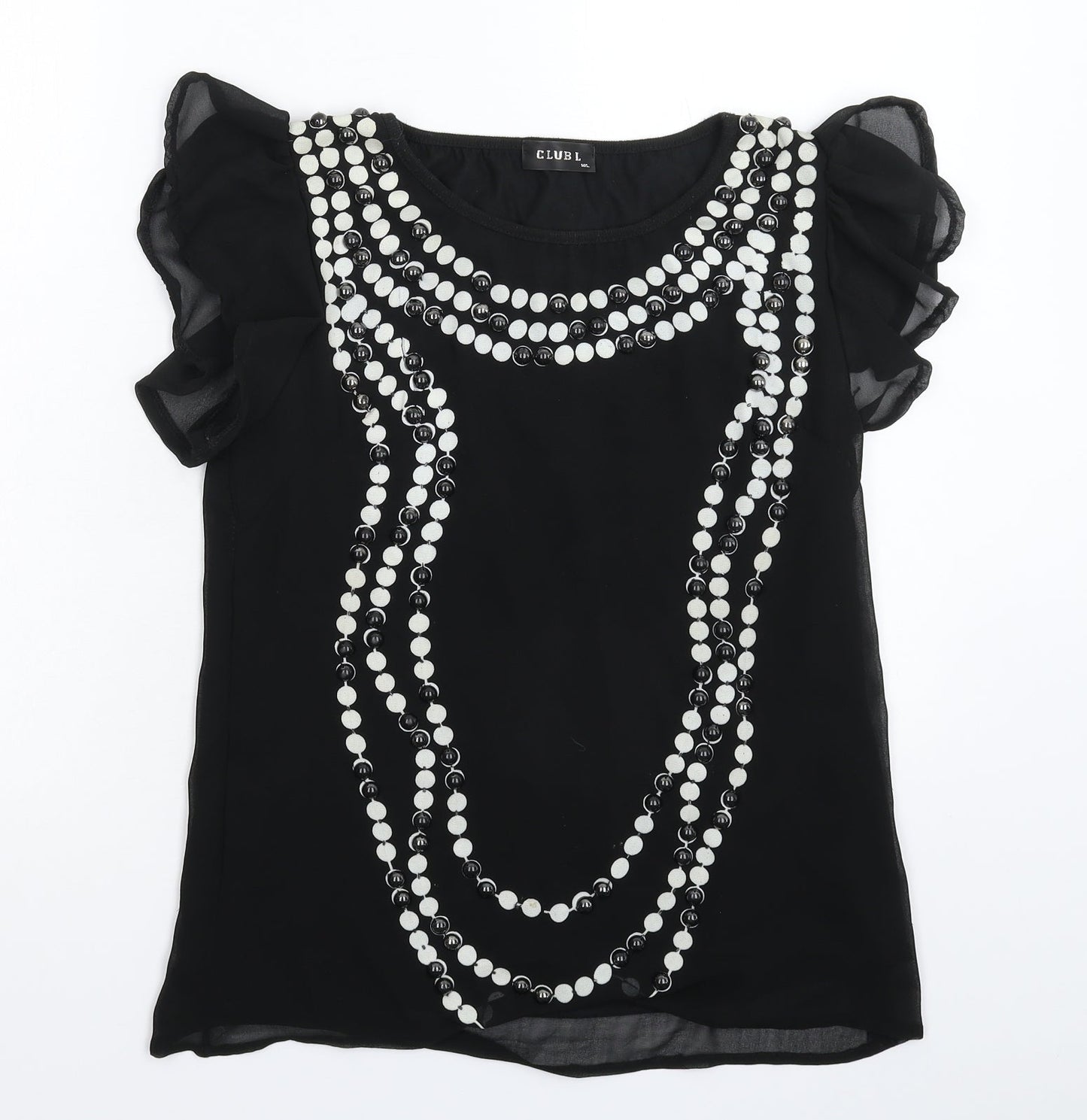 Womens UK Size M Club L Black Basic Blouse