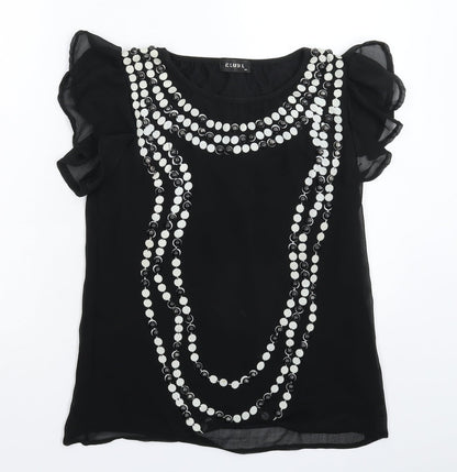 Womens UK Size M Club L Black Basic Blouse