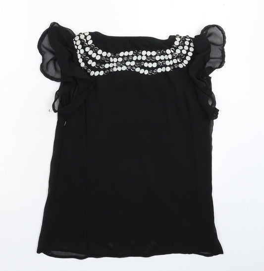 Womens UK Size M Club L Black Basic Blouse