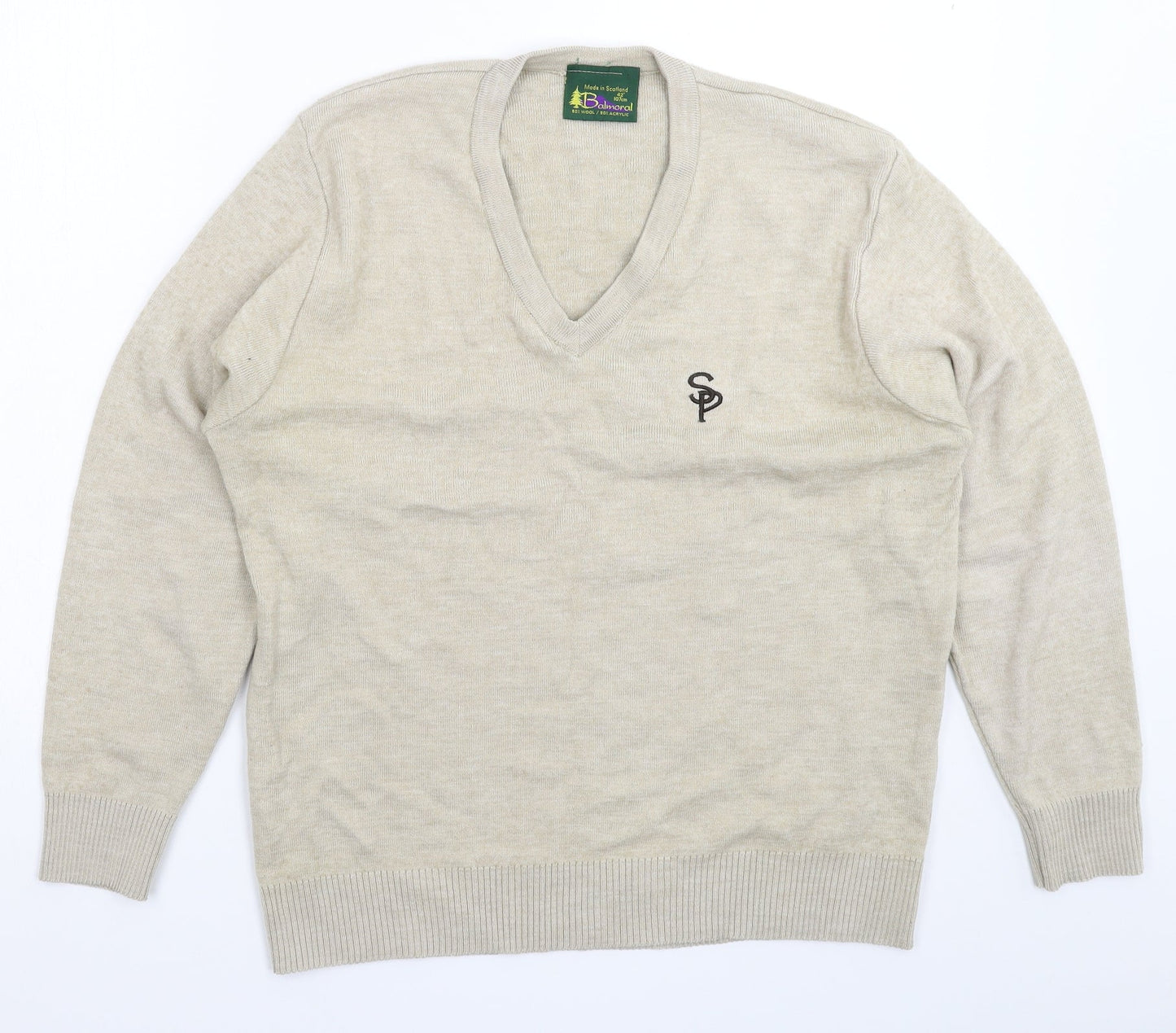 Balmoral Mens Beige  Knit Pullover Jumper Size L