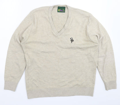Balmoral Mens Beige  Knit Pullover Jumper Size L