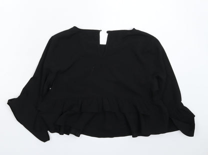Womens UK Size 10 PRETTYLITTLETHING Black Basic Blouse