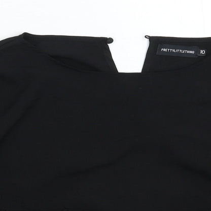 Womens UK Size 10 PRETTYLITTLETHING Black Basic Blouse