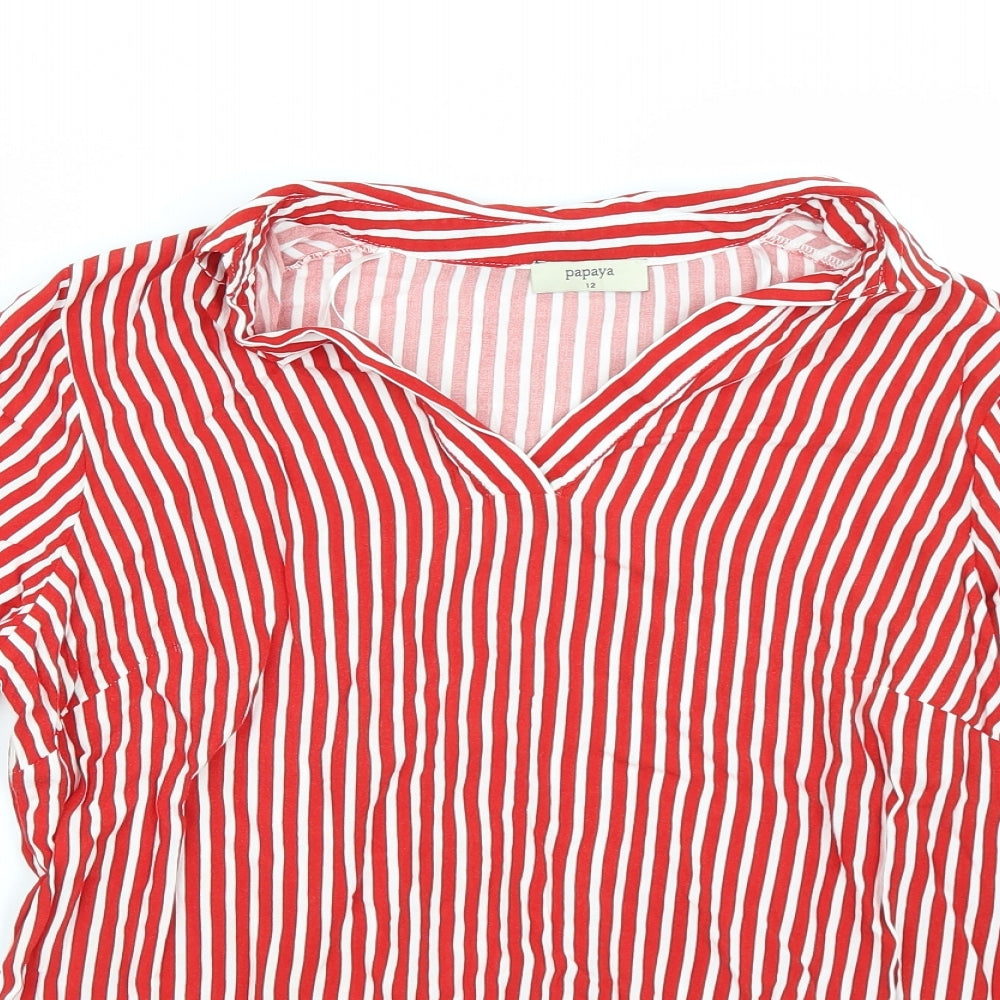 Papaya Womens Red Striped  Basic Blouse Size 12