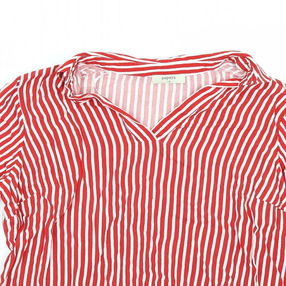 Papaya Womens Red Striped  Basic Blouse Size 12