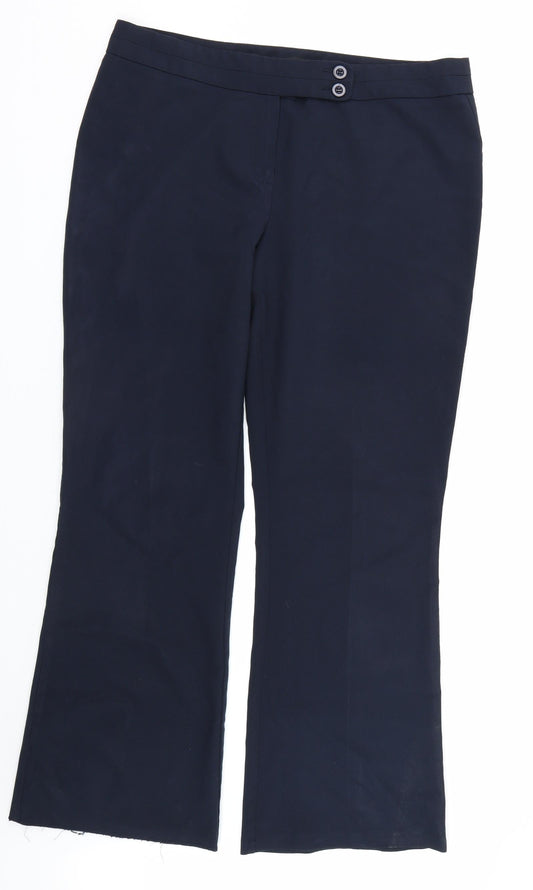 Womens UK Size 18 Boohoo Regular Fit Capri Blue Trousers