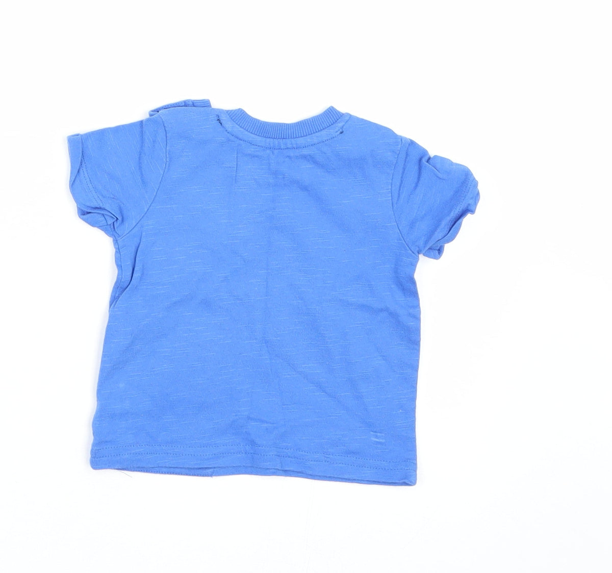Back view of George boys’ blue basic t-shirt, size 0-3, months - llama