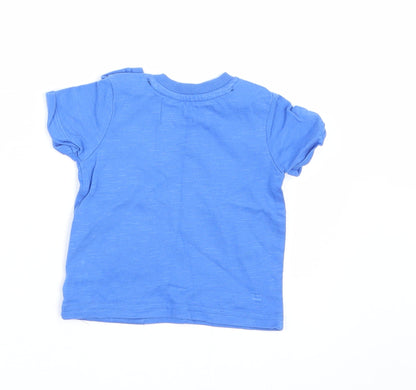 Back view of George boys’ blue basic t-shirt, size 0-3, months - llama