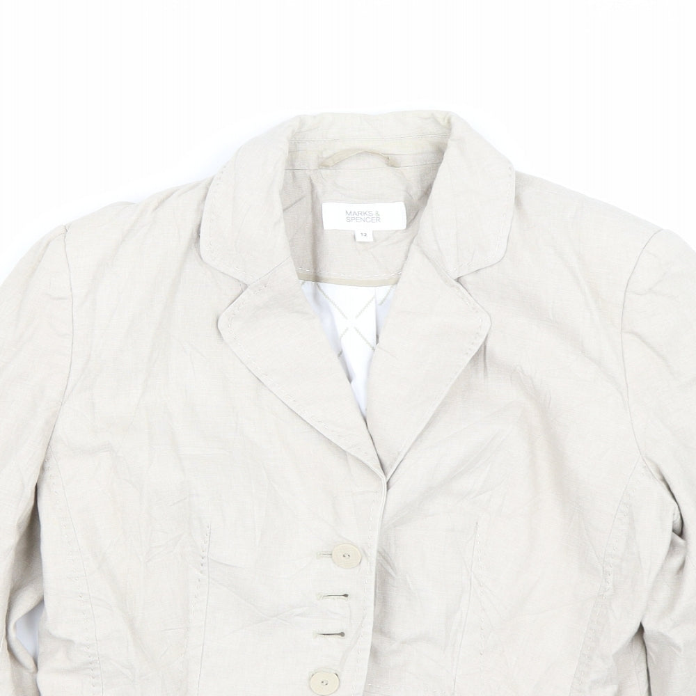 m&s Womens Beige   Jacket Suit Size 14