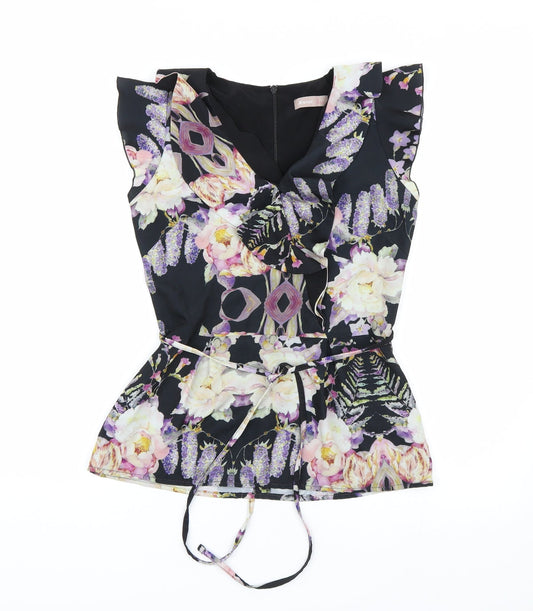 Additional front view of A wear women’s multicoloured floral basic blouse, size UK 8