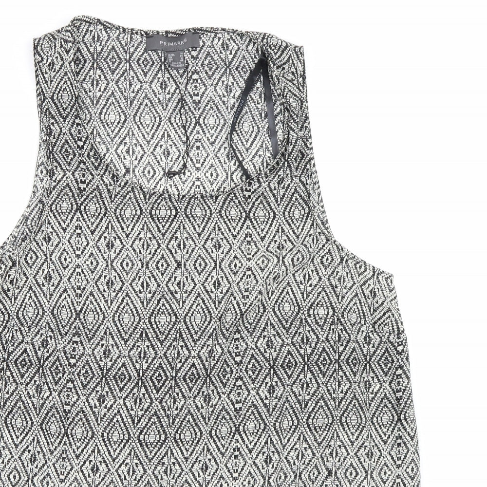 Primark Womens Black Argyle/Diamond  Basic Blouse Size 14