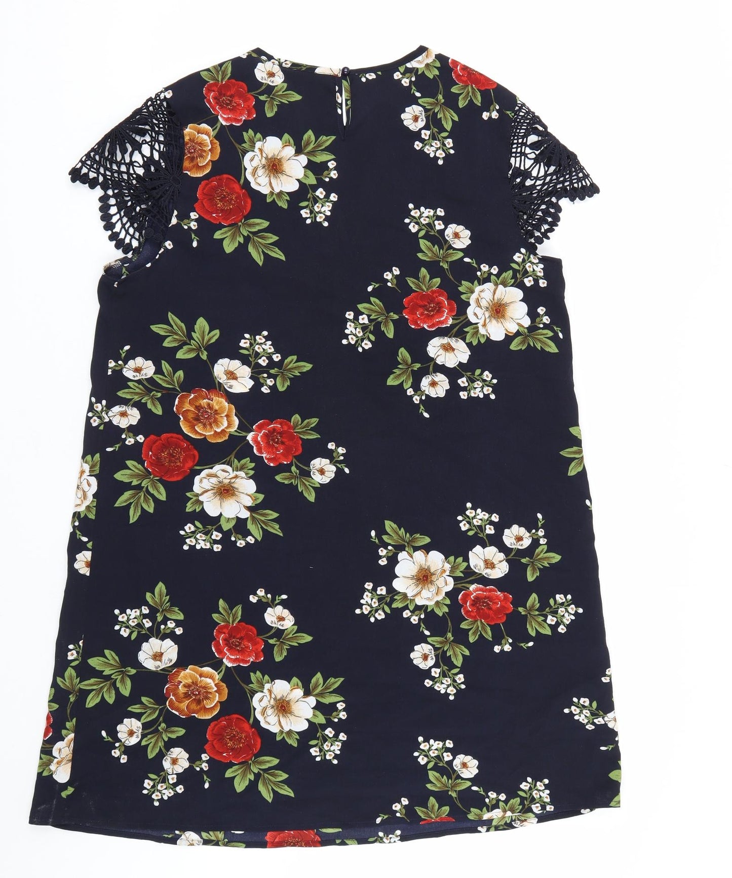 Shien Womens Blue Floral  T-Shirt Dress  Size L