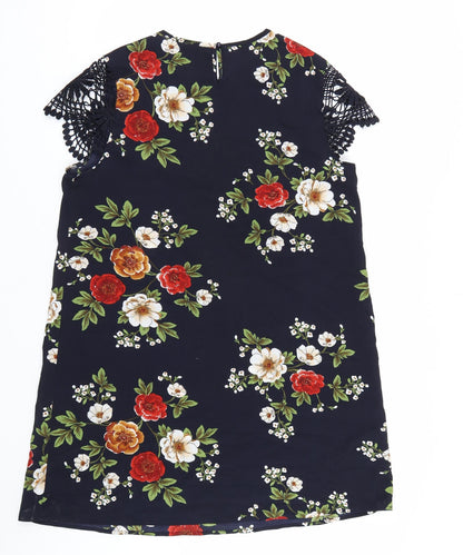 Shien Womens Blue Floral  T-Shirt Dress  Size L