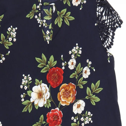 Shien Womens Blue Floral  T-Shirt Dress  Size L