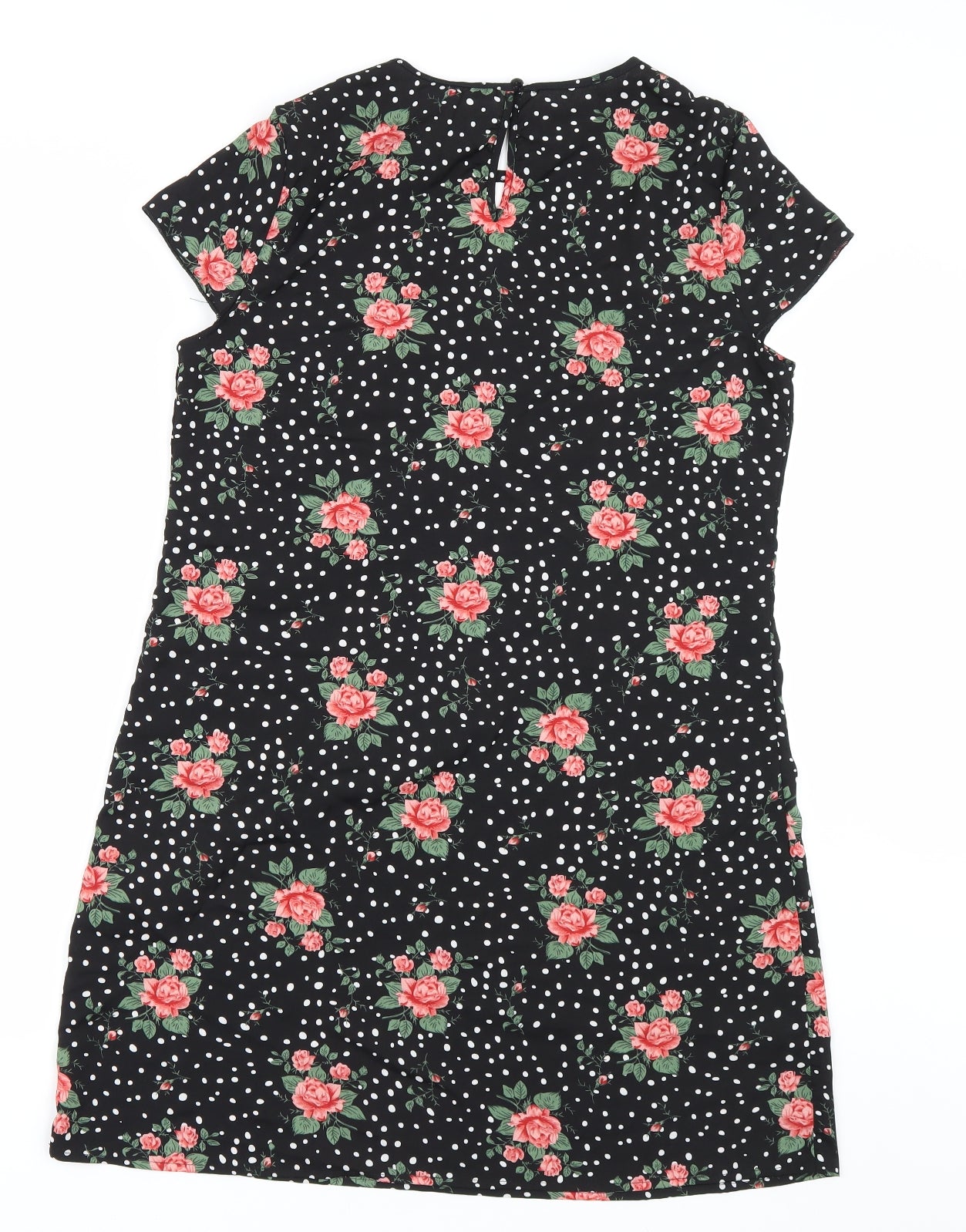 Shien Womens Black Floral  T-Shirt Dress  Size L