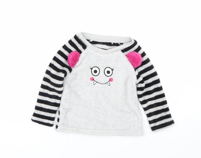 Very Girls Grey Striped  Top Pyjama Top Size 2-3 Years  - Monster