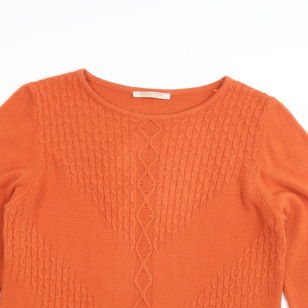 Womens UK Size L ANNA ROSE Orange Pullover Jumper
