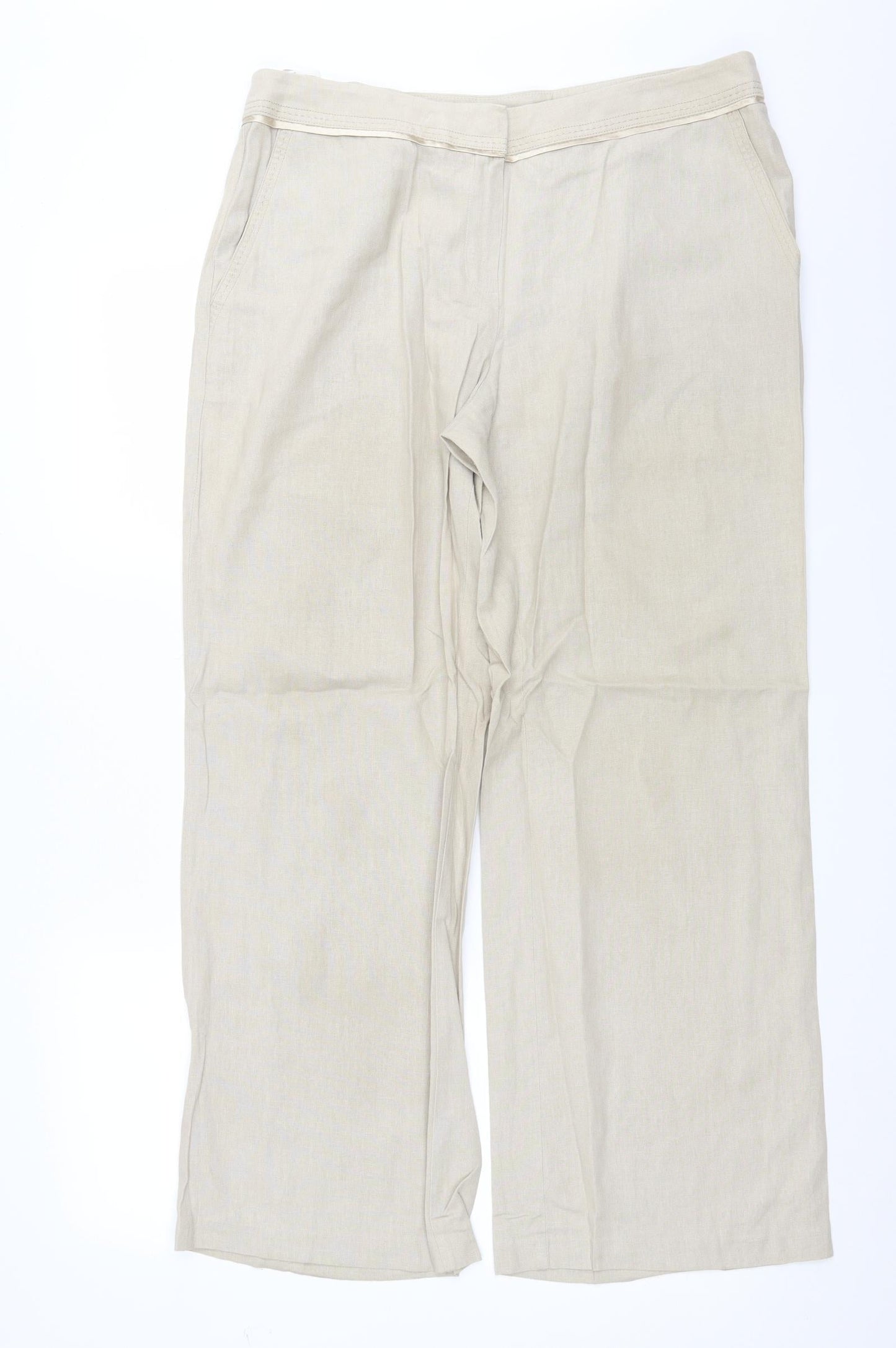 Womens UK Size 14 Marks and Spencer Regular Fit  Beige Trousers