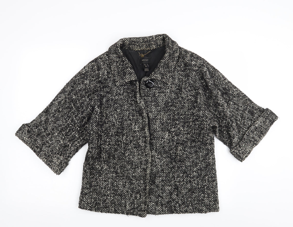 Additional front view of Mango SUIT women’s black herringbone jacket, size L