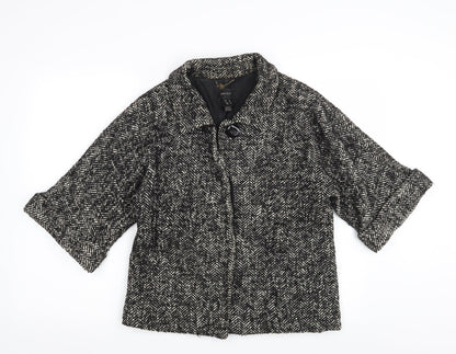 Additional front view of Mango SUIT women’s black herringbone jacket, size L